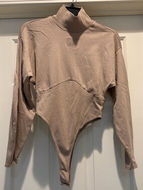 adidas Neutral Beige High-Neck Long Sleeve Bodysuit